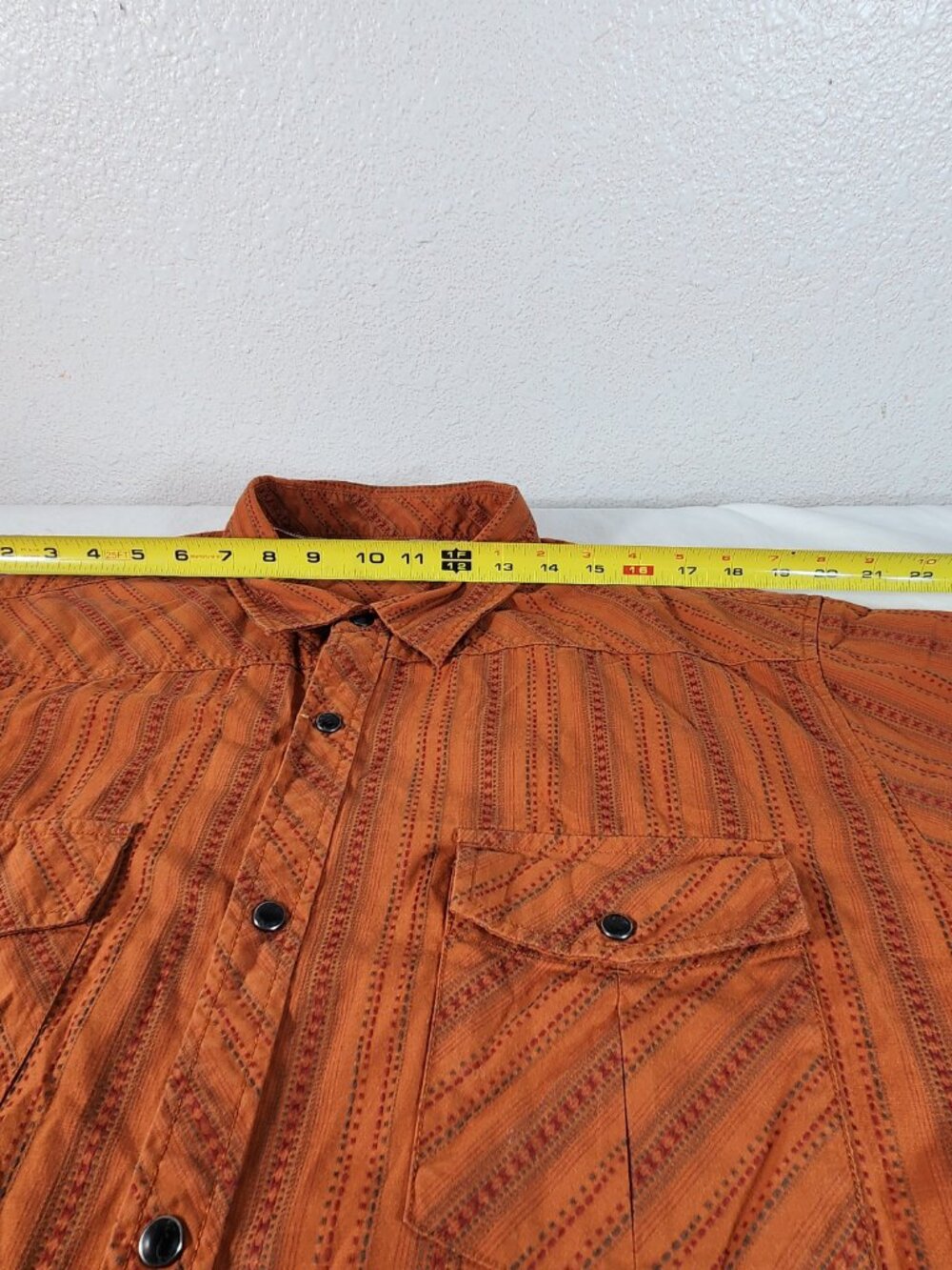 REI Mens XL Cotton Short Sleeve Black Pearl Snap Western Orange Pockets FastShip - Picture 4 of 11